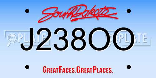 J238OO South Dakota License Plate