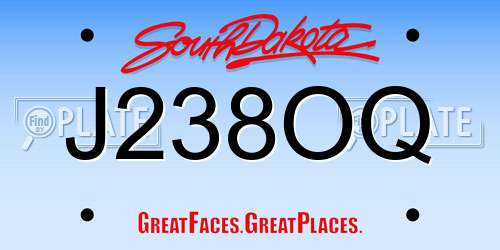 J238OQ South Dakota License Plate