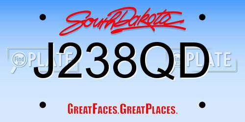 J238QD South Dakota License Plate