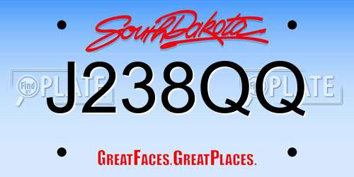 J238QQ South Dakota License Plate