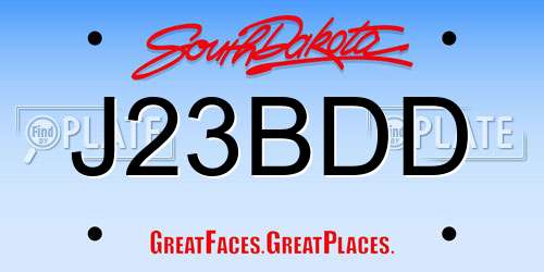 J23BDD South Dakota License Plate