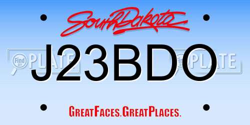 J23BDO South Dakota License Plate