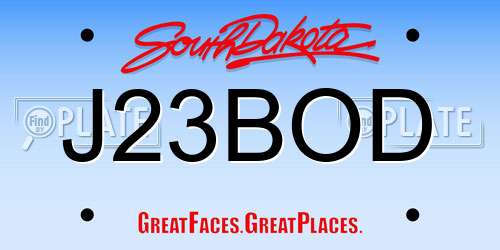 J23BOD South Dakota License Plate