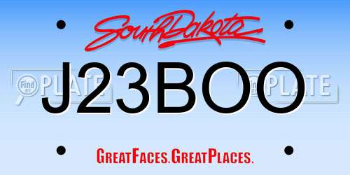 J23BOO South Dakota License Plate