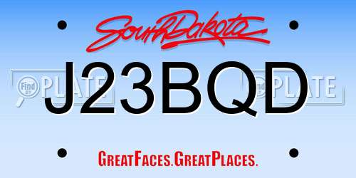 J23BQD South Dakota License Plate