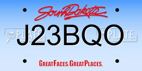 J23BQO South Dakota License Plate