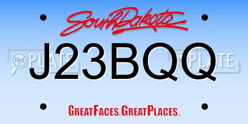 J23BQQ South Dakota License Plate