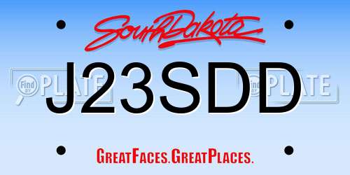 J23SDD South Dakota License Plate