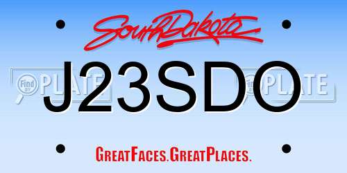 J23SDO South Dakota License Plate