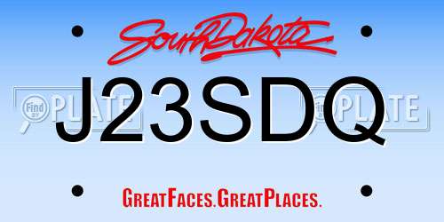 J23SDQ South Dakota License Plate