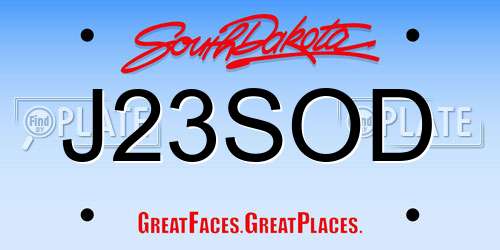J23SOD South Dakota License Plate