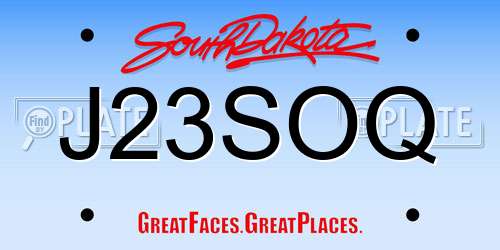 J23SOQ South Dakota License Plate
