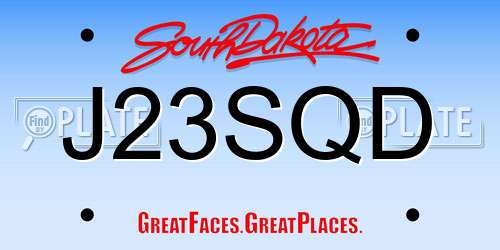 J23SQD South Dakota License Plate