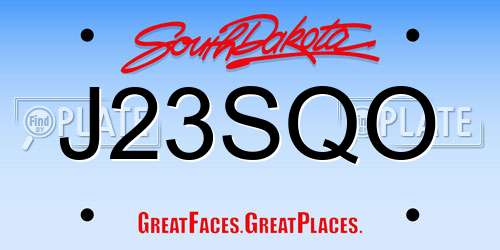 J23SQO South Dakota License Plate