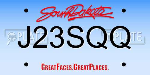 J23SQQ South Dakota License Plate