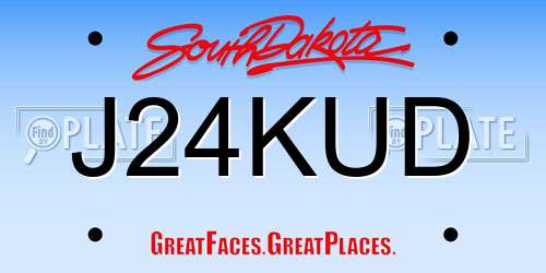 J24KUD South Dakota License Plate