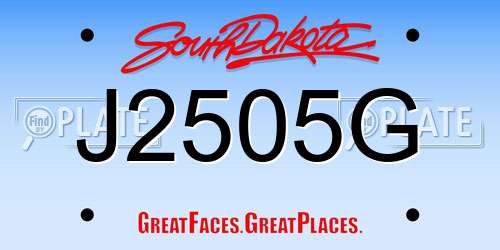 J2505G South Dakota License Plate