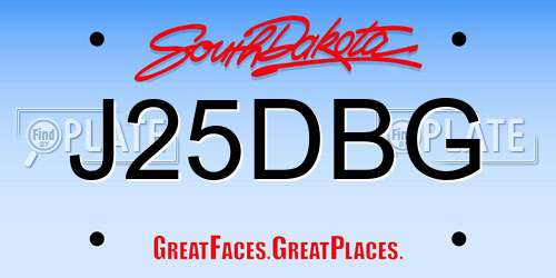 J25DBG South Dakota License Plate