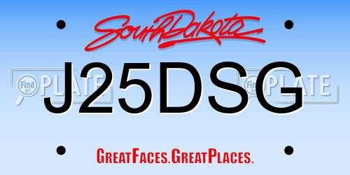 J25DSG South Dakota License Plate