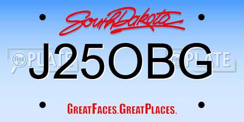 J25OBG South Dakota License Plate