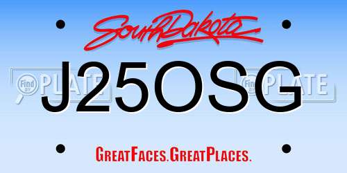 J25OSG South Dakota License Plate