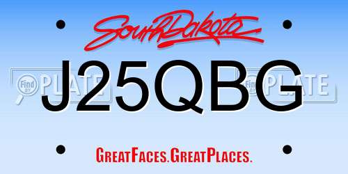J25QBG South Dakota License Plate