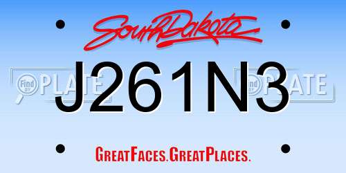 J261N3 South Dakota License Plate