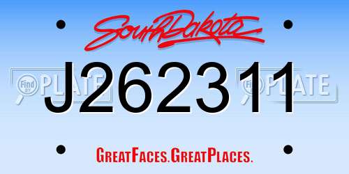 J262311 South Dakota License Plate