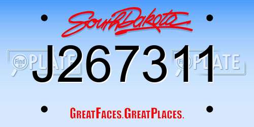 J267311 South Dakota License Plate