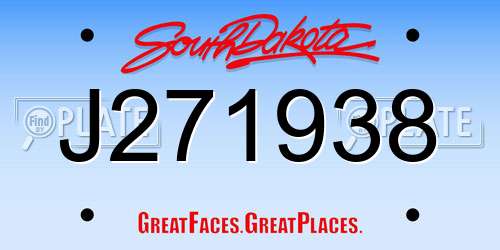 J271938 South Dakota License Plate