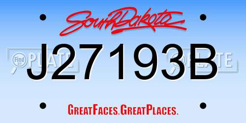 J27193B South Dakota License Plate