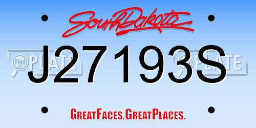 J27193S South Dakota License Plate