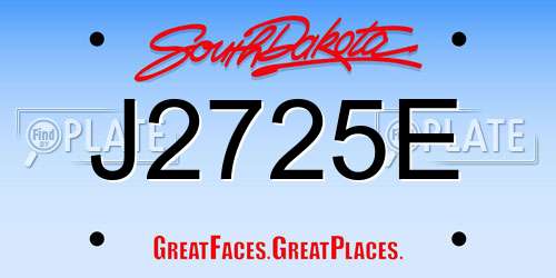 J2725E South Dakota License Plate
