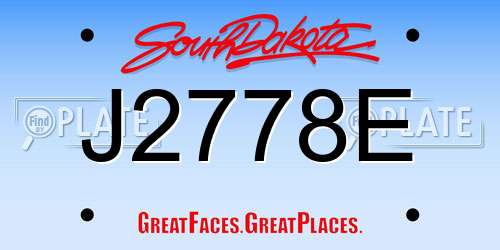 J2778E South Dakota License Plate