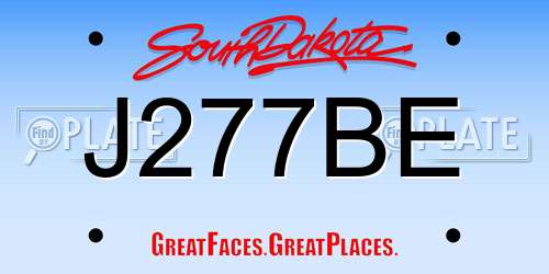 J277BE South Dakota License Plate
