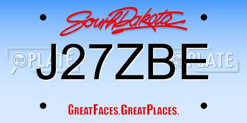 J27ZBE South Dakota License Plate
