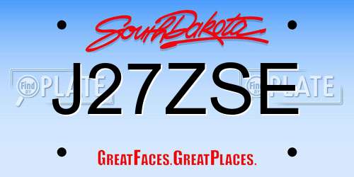 J27ZSE South Dakota License Plate