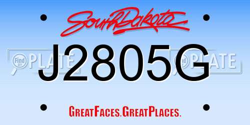 J2805G South Dakota License Plate