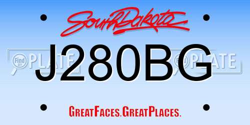 J280BG South Dakota License Plate