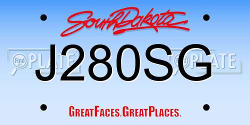 J280SG South Dakota License Plate