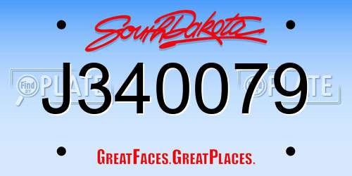 J340079 South Dakota License Plate