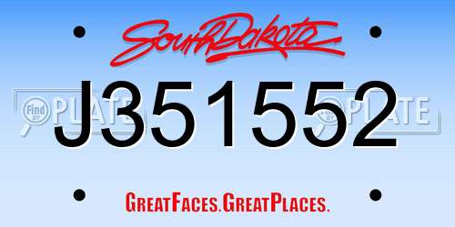 J351552 South Dakota License Plate