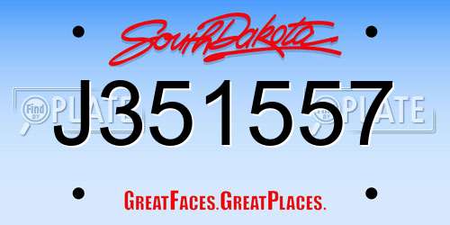 J351557 South Dakota License Plate