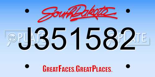 J351582 South Dakota License Plate