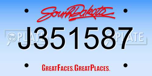 J351587 South Dakota License Plate