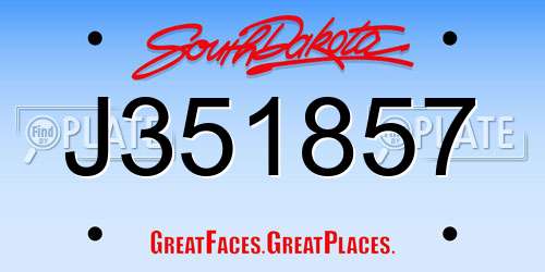 J351857 South Dakota License Plate