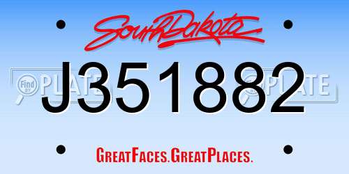 J351882 South Dakota License Plate