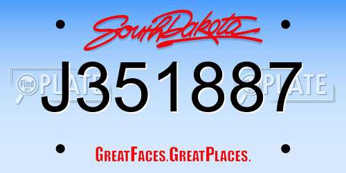 J351887 South Dakota License Plate
