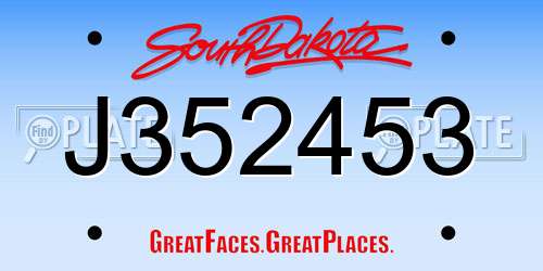J352453 South Dakota License Plate