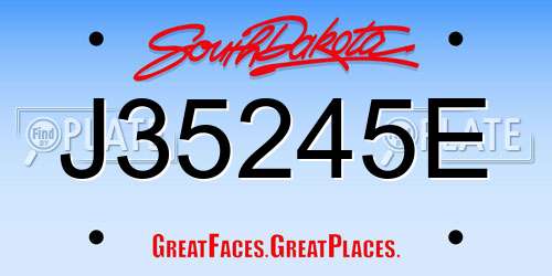 J35245E South Dakota License Plate